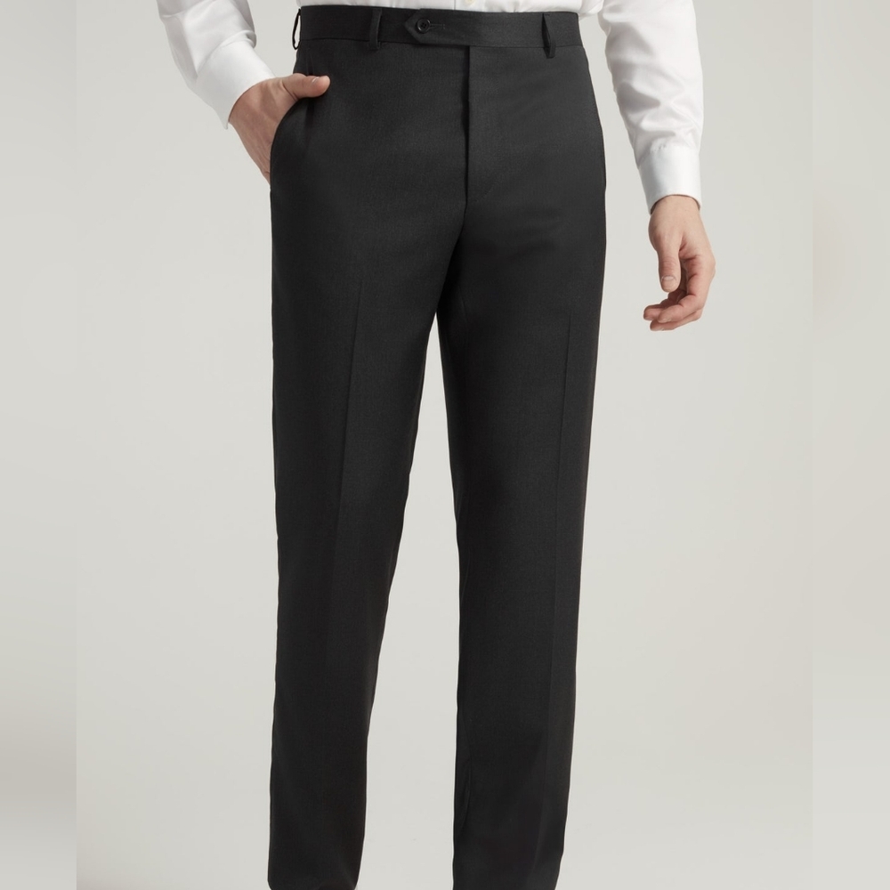 Samuelsohn MINT Charcoal Grey Black Ultra Fine Wool Straight Leg Trouser 42